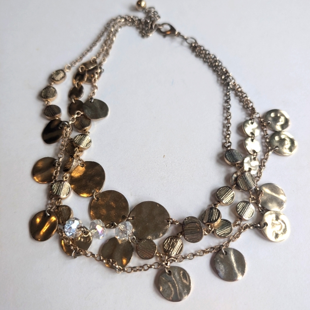Layered Bib Necklace in Gold Tone